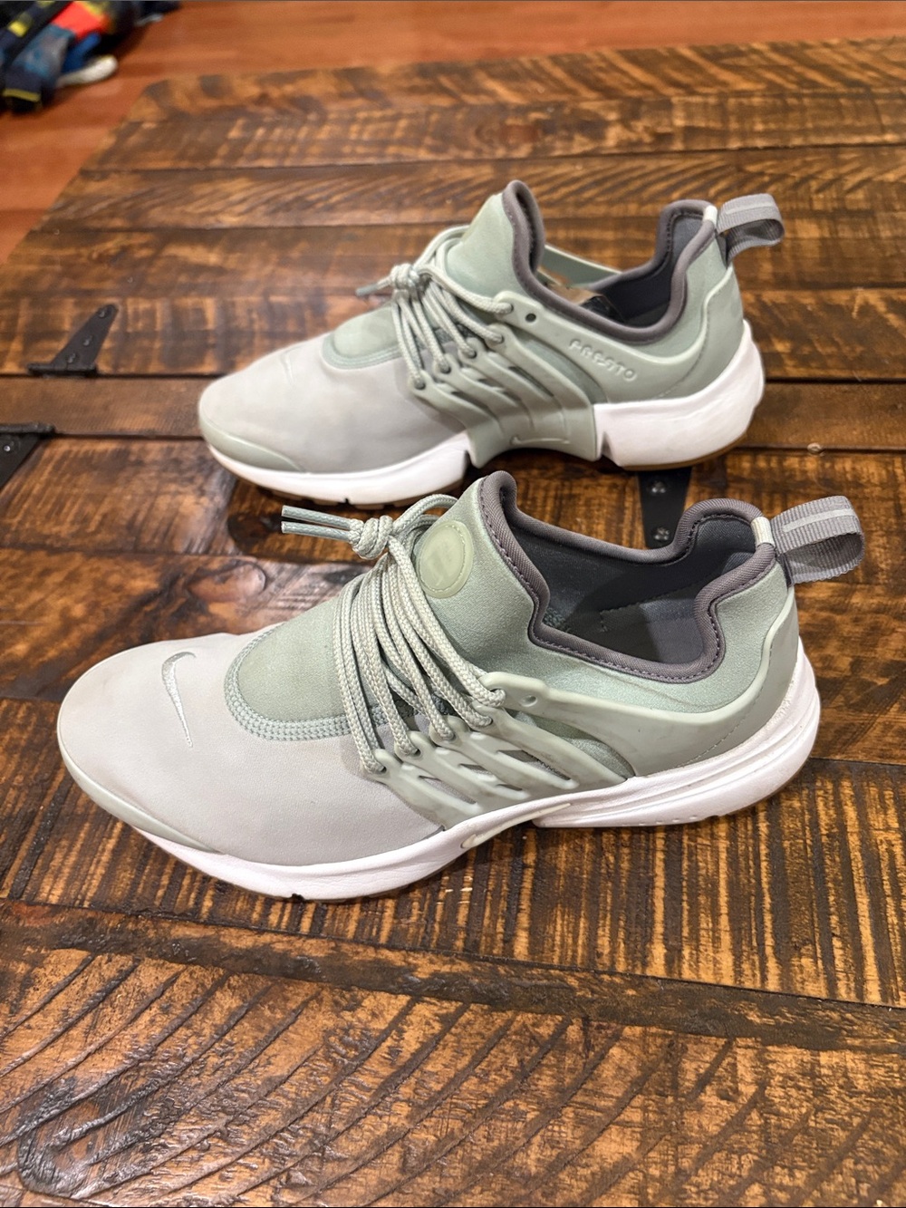 Nike Slip-On Presto Sneakers in Sage Green and White